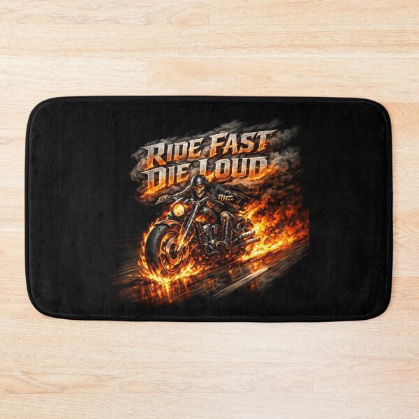 Item preview, Ride Fast Die Loud - Flaming Skeleton Motorcycle Art designed and sold by MKreative Studio.