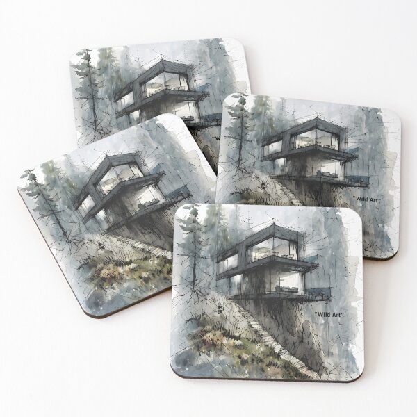 Artikelvorschau, Wild Art - Modern Cliff House Sketch entworfen und verkauft von Modern Nest Art.