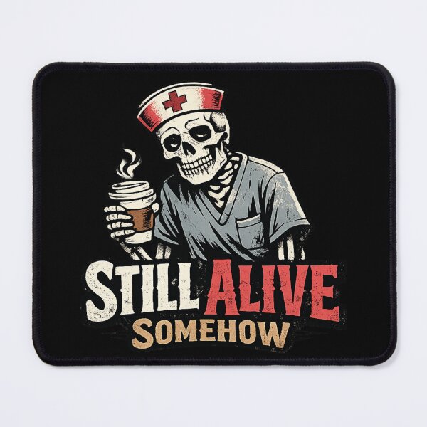 Item preview, Funny Nurse Skeleton Still Alive Somehow Dark Humor Nurse Gift designed and sold by Im-Ara.