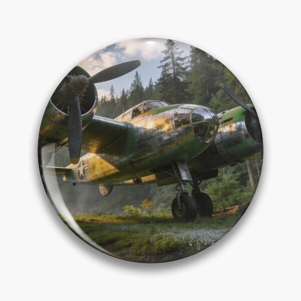 Item preview, Lockheed P-38 Lightning in Forest Waterfall Scene – Retro Aircraft Art Print designed and sold by BlareBlare.