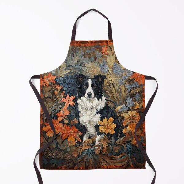 Item preview, Black White Border Collie Dog Floral Art designed and sold by AntiqueImages.