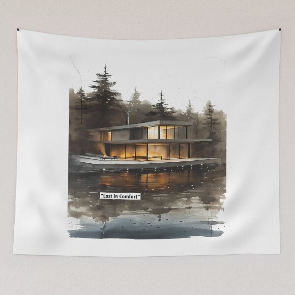 Item preview, Lost in Comfort - Modern Lakeside Villa Art designed and sold by Modern Nest Art.