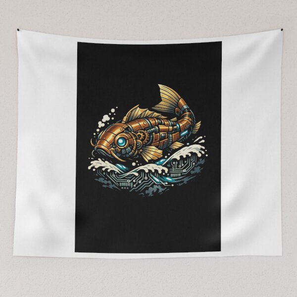 Item preview, Steampunk Mechanical Fish Cyber Ocean Art Print designed and sold by Sky-bully.