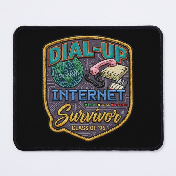 Item preview, Dial Up Internet Survivor Class of 95 Funny Retro 90s Tech Geek Patch Design designed and sold by GeekStop.