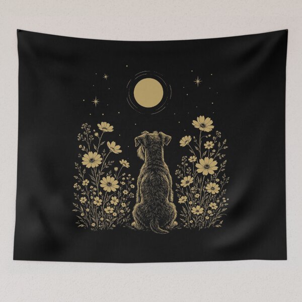 Item preview, Miniature Schnauzer Moon Night Flower Minimalist Boho Dog Lover designed and sold by DoodleTortle.