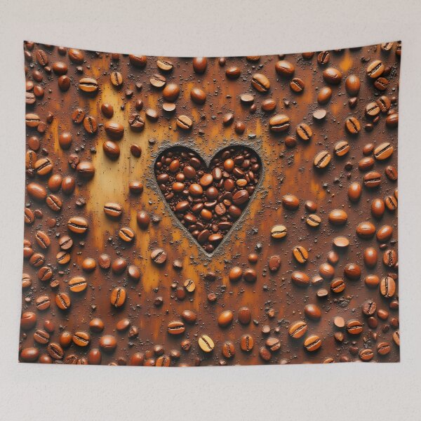 Item preview, Heart Shape Made of Coffee Beans on Rustic Metal Background designed and sold by Marcu Ioachim.