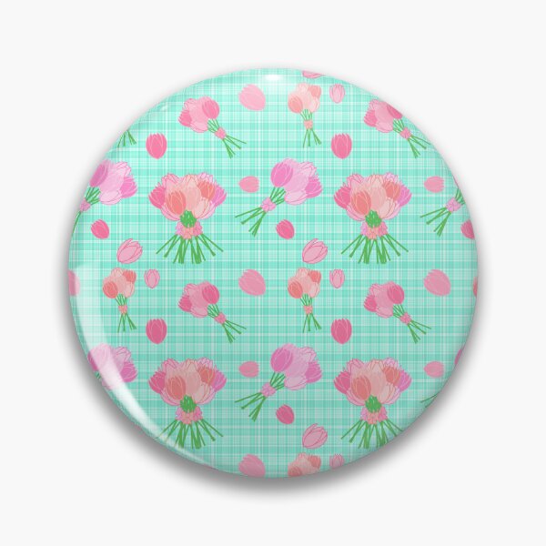 Item preview, Tulips and Bow Bouquets pattern on plaid mint designed and sold by CreaTwinkles.