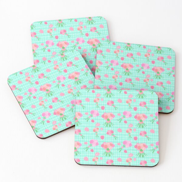 Item preview, Tulips and Bow Bouquets pattern on plaid mint designed and sold by CreaTwinkles.