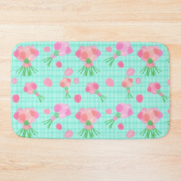 Item preview, Tulips and Bow Bouquets pattern on plaid mint designed and sold by CreaTwinkles.
