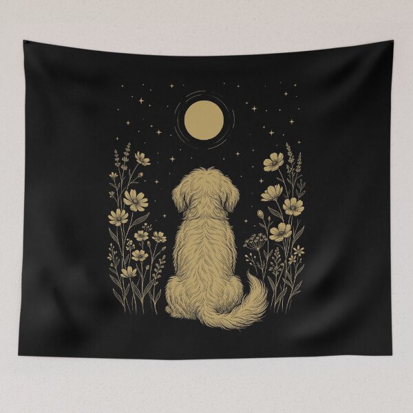 Item preview, Maltese Moon Night Flower Minimalist Boho Dog Lover designed and sold by DoodleTortle.