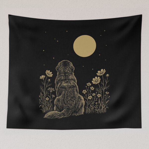 Item preview, Newfoundland Moon Night Flower Minimalist Boho Dog Lover designed and sold by DoodleTortle.