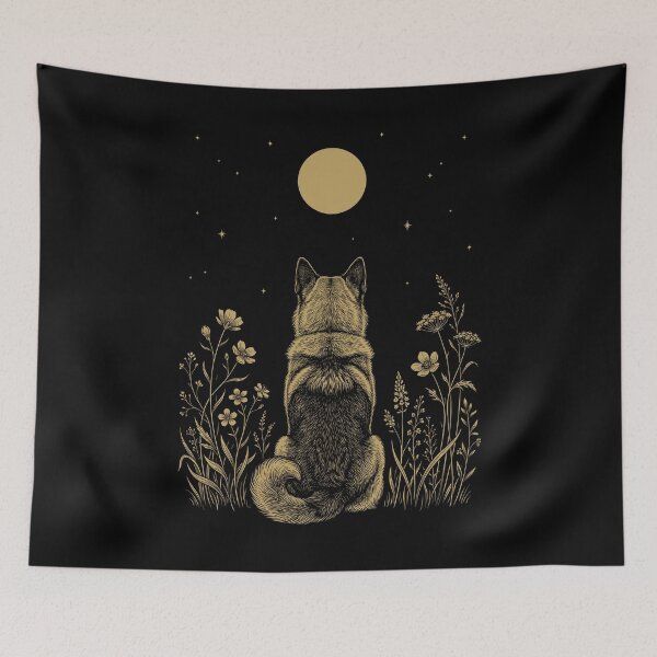 Item preview, Elkhound noruego Luna Noche Flor Minimalista Boho Amante de los Perros designed and sold by DoodleTortle.