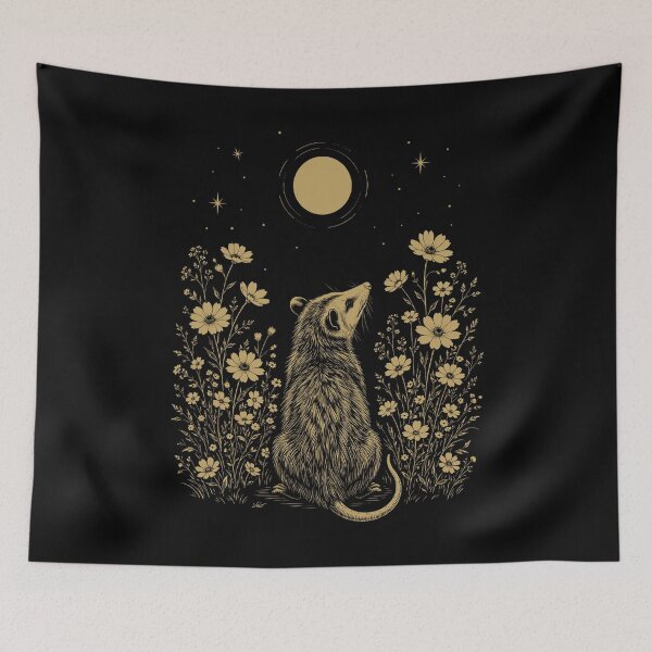 Item preview, Opossum Moon Night Flower Minimalist Boho Lover designed and sold by DoodleTortle.