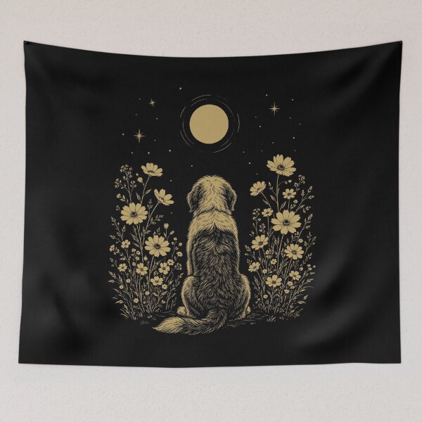 Item preview, Old English Sheepdog Moon Night Flower Minimalist Boho Dog Lover designed and sold by DoodleTortle.