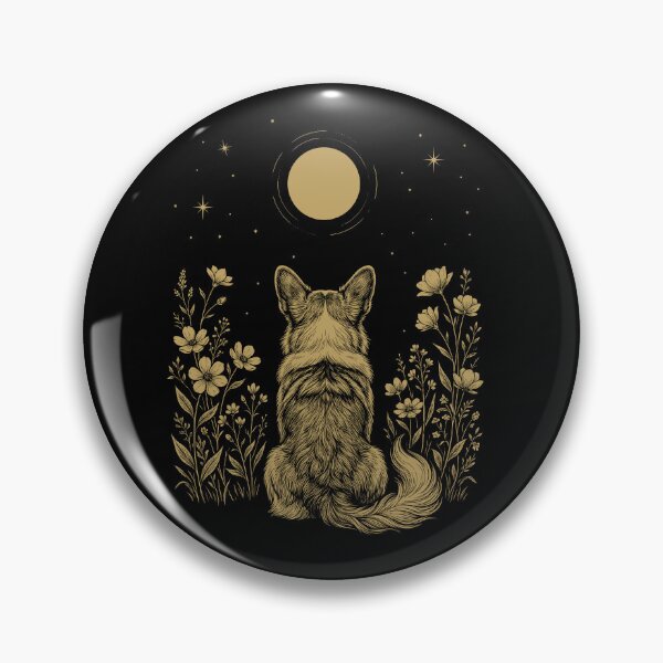 Item preview, Pembroke Welsh Corgi Moon Night Flower Minimalist Boho Dog Lover designed and sold by DoodleTortle.