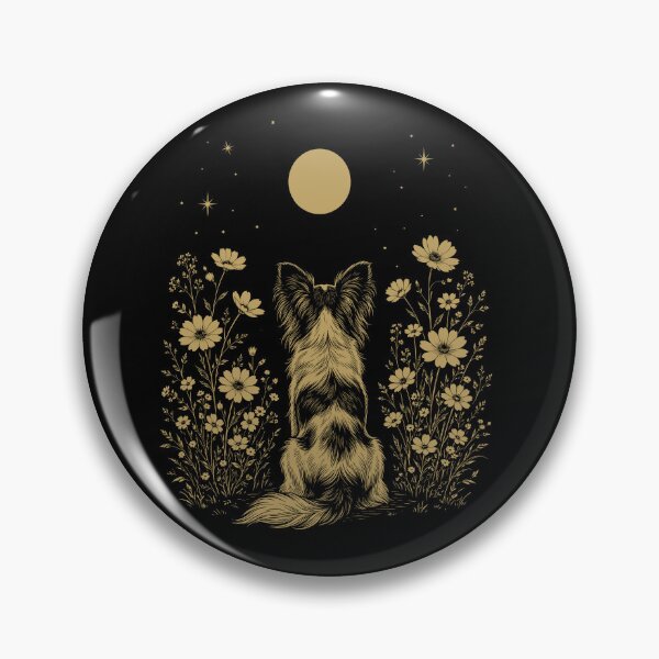 Item preview, Papillon Moon Night Flower Minimalist Boho Dog Lover designed and sold by DoodleTortle.