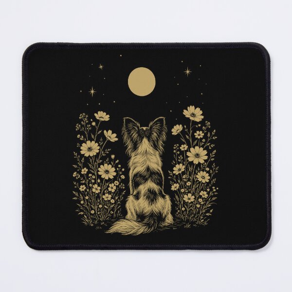 Item preview, Papillon Moon Night Flower Minimalist Boho Dog Lover designed and sold by DoodleTortle.