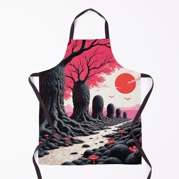 Item preview, Crimson Path I – Surreal Landscape with Black Trees and Red Sun designed and sold by Huskyyy Designs.