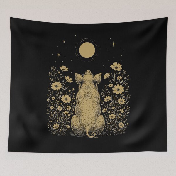 Item preview, Pig Moon Night Flower Minimalist Boho Lover designed and sold by DoodleTortle.