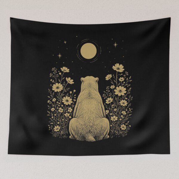 Item preview, Polar Bear Moon Night Flower Minimalist Boho Lover designed and sold by DoodleTortle.
