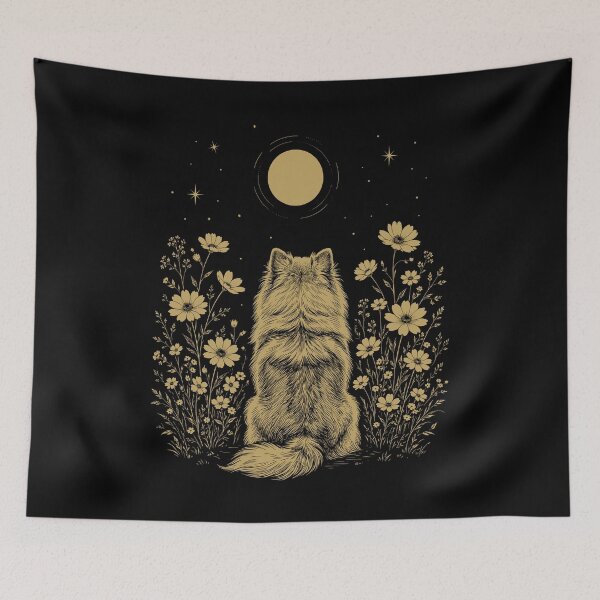 Item preview, Pomeranian Moon Night Flower Minimalist Boho Dog Lover designed and sold by DoodleTortle.