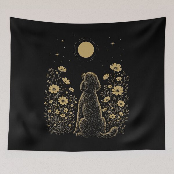 Item preview, Poodle Moon Night Flower Minimalist Boho Dog Lover designed and sold by DoodleTortle.