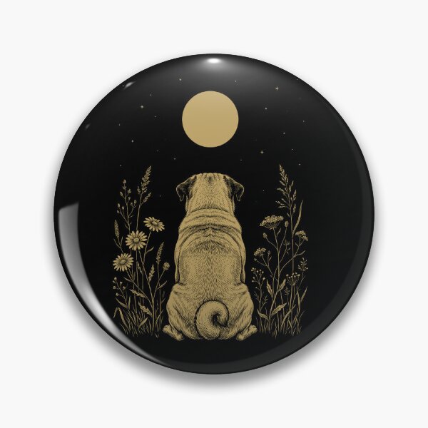 Item preview, Pug Moon Night Flower Minimalist Boho Dog Lover designed and sold by DoodleTortle.