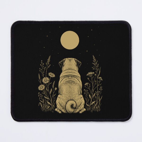 Item preview, Pug Moon Night Flower Minimalist Boho Dog Lover designed and sold by DoodleTortle.