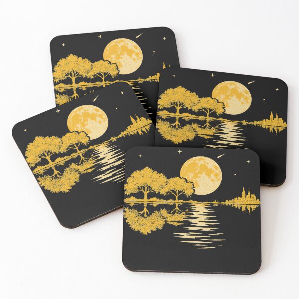 Item preview, Nature Guitar Silhouette with Trees, Moon & Stars – Forest Music Lover Design designed and sold by Negisandeep studio.