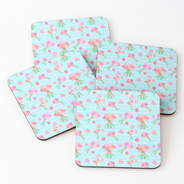 Item preview, Tulips and Bow Bouquets pattern on plaid blue designed and sold by CreaTwinkles.