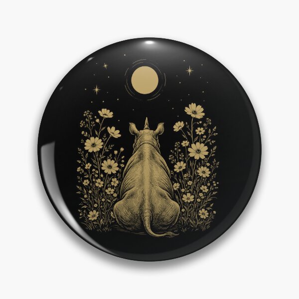 Item preview, Rhino Moon Night Flower Minimalist Boho Lover designed and sold by DoodleTortle.