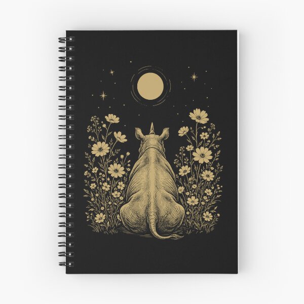 Item preview, Rhino Moon Night Flower Minimalist Boho Lover designed and sold by DoodleTortle.