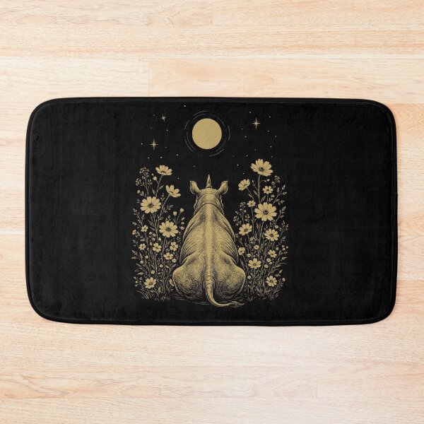 Item preview, Rhino Moon Night Flower Minimalist Boho Lover designed and sold by DoodleTortle.