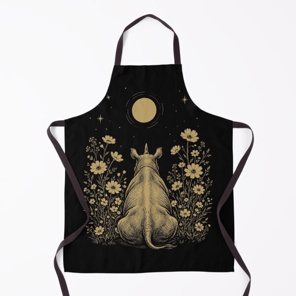 Item preview, Rhino Moon Night Flower Minimalist Boho Lover designed and sold by DoodleTortle.