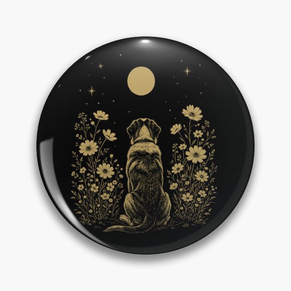 Item preview, Saint Bernard Moon Night Flower Minimalist Boho Dog Lover designed and sold by DoodleTortle.
