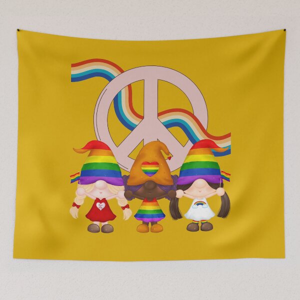 Item preview, Peace Love Gnomes | Rainbow Hippie Gnome Pride Cute Groovy Art designed and sold by Lunaria Arts.