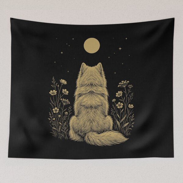 Item preview, Samoyed Moon Night Flower Minimalist Boho Dog Lover designed and sold by DoodleTortle.