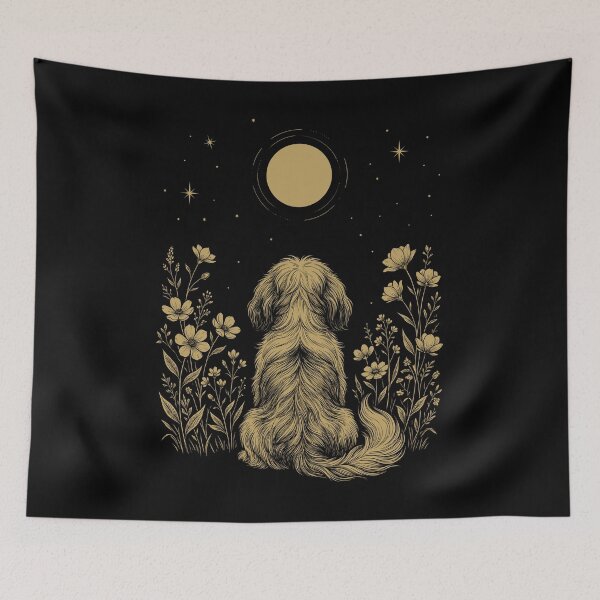 Item preview, Shih Tzu Moon Night Flower Minimalist Boho Dog Lover designed and sold by DoodleTortle.