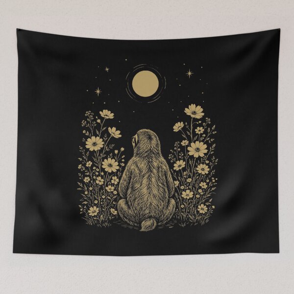 Item preview, Sloth Moon Night Flower Minimalist Boho Lover designed and sold by DoodleTortle.