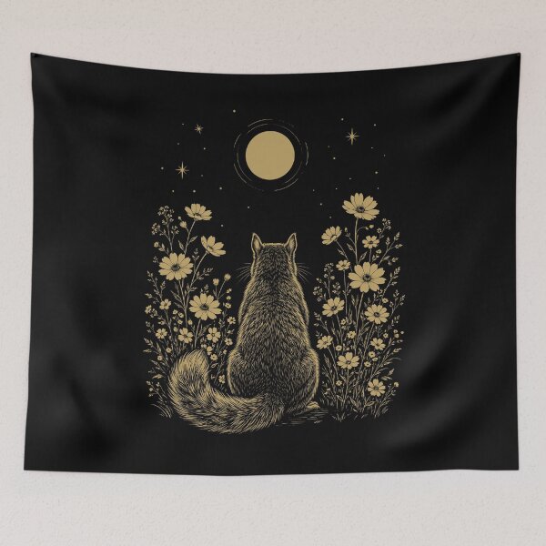 Item preview, Squirrel Moon Night Flower Minimalist Boho Lover designed and sold by DoodleTortle.