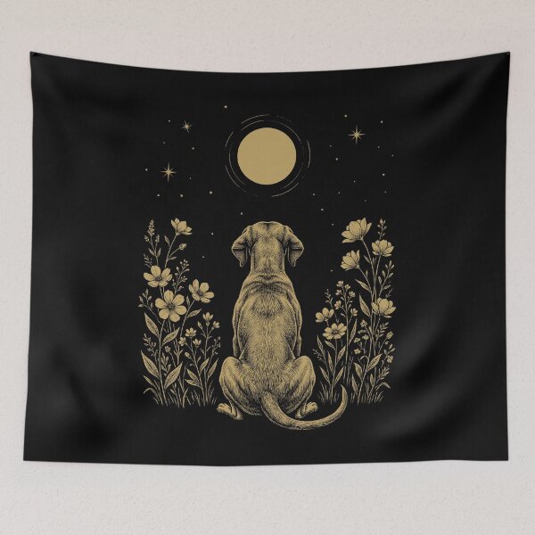 Item preview, Vizsla Moon Night Flower Minimalist Boho Dog Lover designed and sold by DoodleTortle.