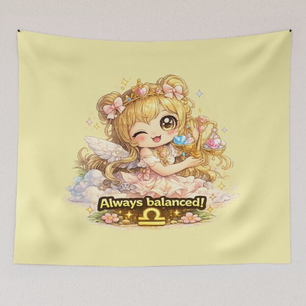 Item preview, Funny Cute Libra Big Eyes Kawaii Zodiac Cartoon Always Balanced designed and sold by StickyDelights.