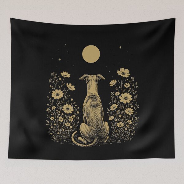 Item preview, Whippet Moon Night Flower Minimalist Boho Dog Lover designed and sold by DoodleTortle.