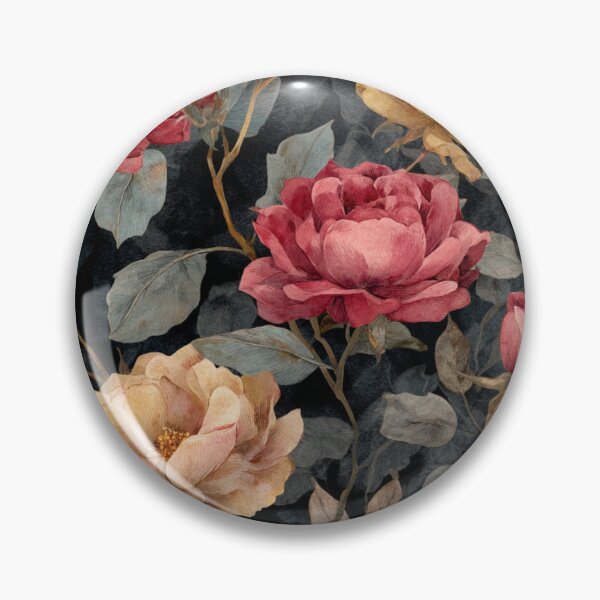 Item preview, Midnight Floral Pattern Vintage Watercolor Red Yellow Roses designed and sold by GrinGalore.
