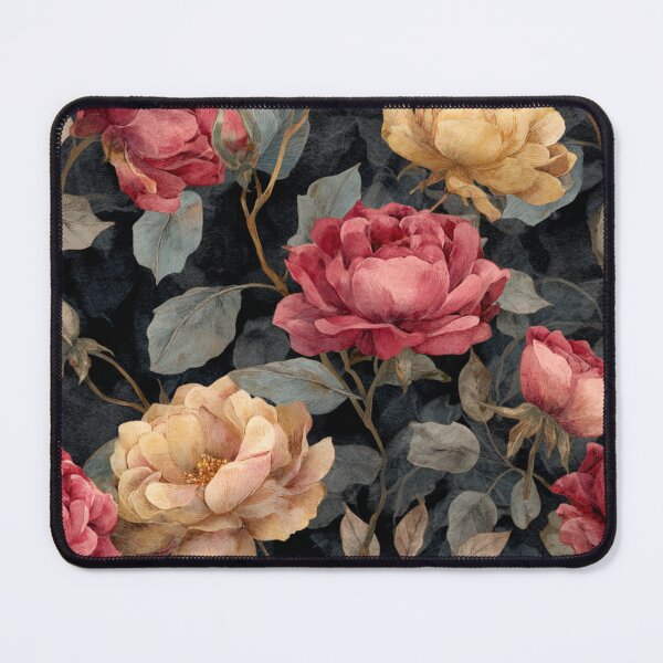 Item preview, Midnight Floral Pattern Vintage Watercolor Red Yellow Roses designed and sold by GrinGalore.