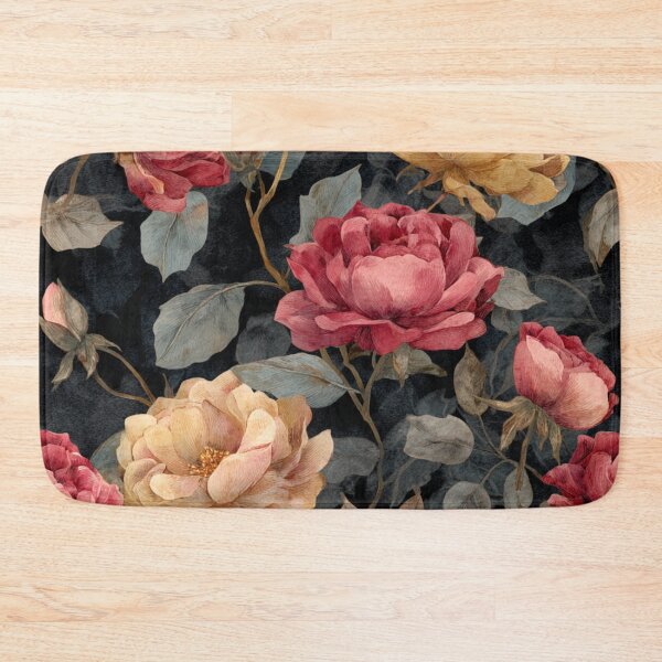 Item preview, Midnight Floral Pattern Vintage Watercolor Red Yellow Roses designed and sold by GrinGalore.