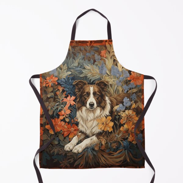 Item preview, Brown White Border Collie Art Nouveau Floral designed and sold by AntiqueImages.