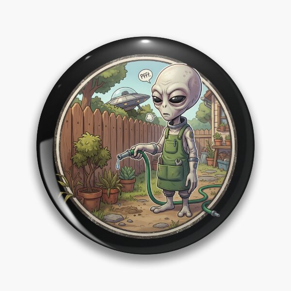 Item preview, Cute Grey Alien Gardening In The Backyard designed and sold by Sunkhung.