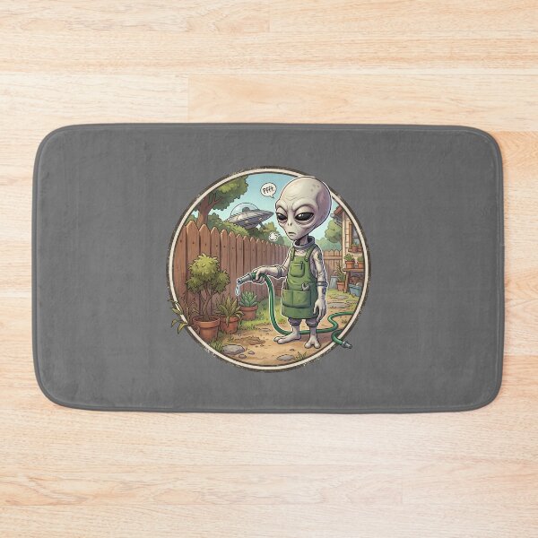 Item preview, Cute Grey Alien Gardening In The Backyard designed and sold by Sunkhung.