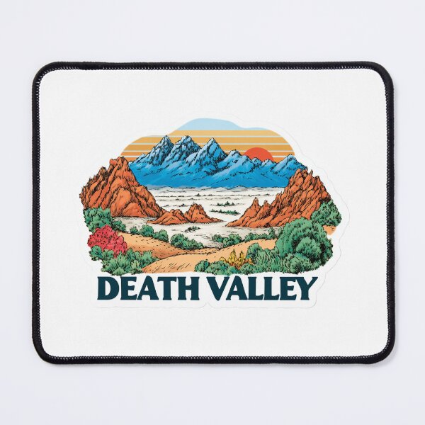 Artikelvorschau, Death Valley Nationalpark – Panorama-Canyon bei Sonnenuntergang – Vintage-Illustration – Aufkleber entworfen und verkauft von Blurbean.